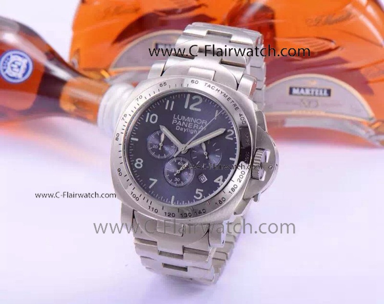 Copy Luminor Daylight Panerai Stainless Steel Purple Face Watch